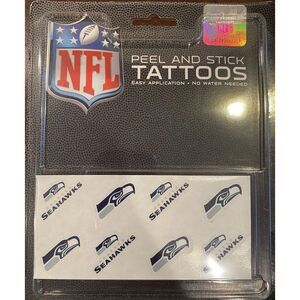 Seattle Seahawks 8-Pack Peel And Stick Temporary‎ Tattoos NFL Easy Application